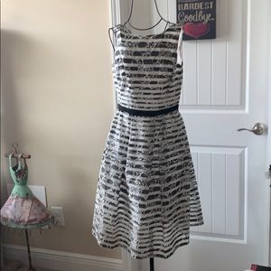 Taylor black and white Fit and flare dress